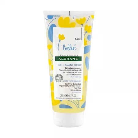 Gel spumant pentru par si corp, 200ml, Klorane Bebe