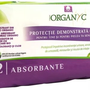 Absorbante normale pentru incontinenta din bumbac organic, 3 picaturi, 12 bucati, Organyc