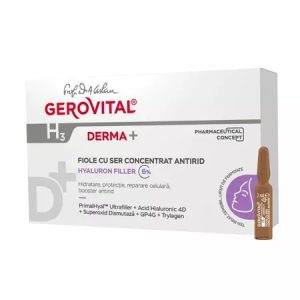 Fiole cu ser concentrat antirid Gerovital H3 Derma+, 10 fiole, Farmec