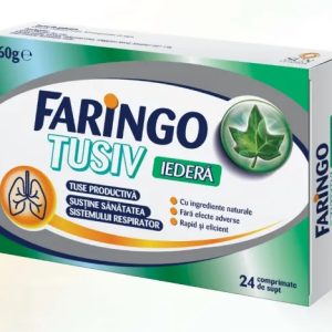 Faringo Tusiv cu iedera, 24 comprimate de supt, Terapia