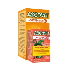 Ascovit cu vitamina C cu aroma de portocale 100mg, 60 comprimate + Ascovit cu aroma de capsuni 100mg, 20 comprimate, Perrigo