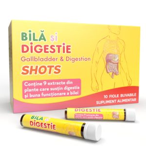 Bila si digestie Shots, 10 fiole buvabile, Justin Pharma