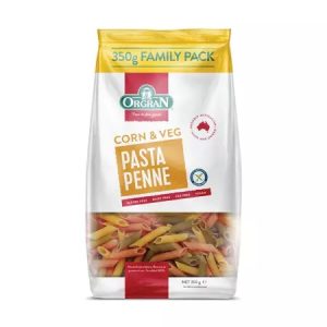 Paste penne din porumb, orez si legume, 350g, Orgran