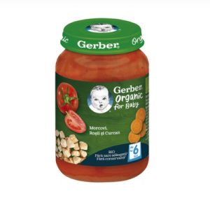 Piure bio din Morcovi, rosii si curcan, 190 gr, Gerber