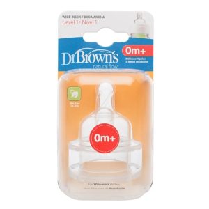 Tetina din silicon pentru gat larg, nivelul 1, 0luni+, 2 bucati, WN1201, Dr. Browns