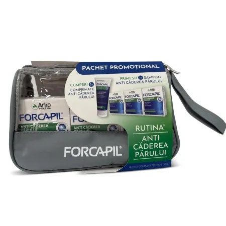 Forcapil Anti-Caderea Parului 3x30 comprimate + Sampon 200 ml, Arkopharma