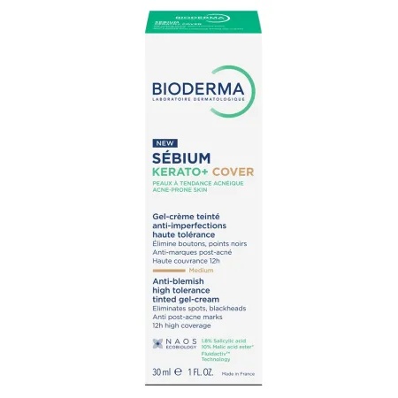 Gel Crema Nuantator Anti-Imperfectiuni Sebium Kerato+ Cover, 30 ml – Bioderma