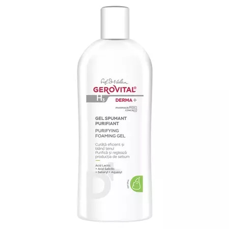 Gel spumant purifiant ten gras H3 Derma+, 200 ml, Gerovital