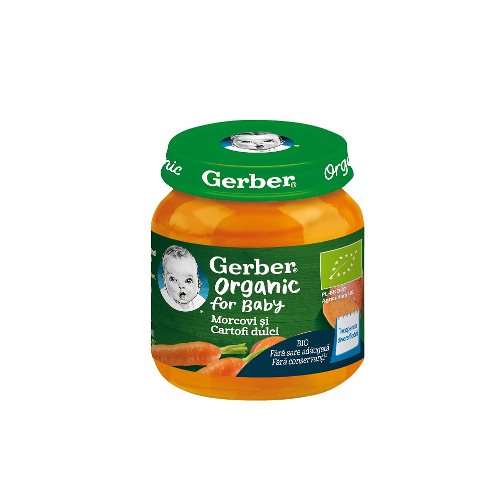 Gerber Morcovi si Cartofi Dulci bio – 125 g,