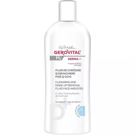 Gerovital H3 Derma+ Fluid de curatare si demachiere fata si ochi, 200 ml