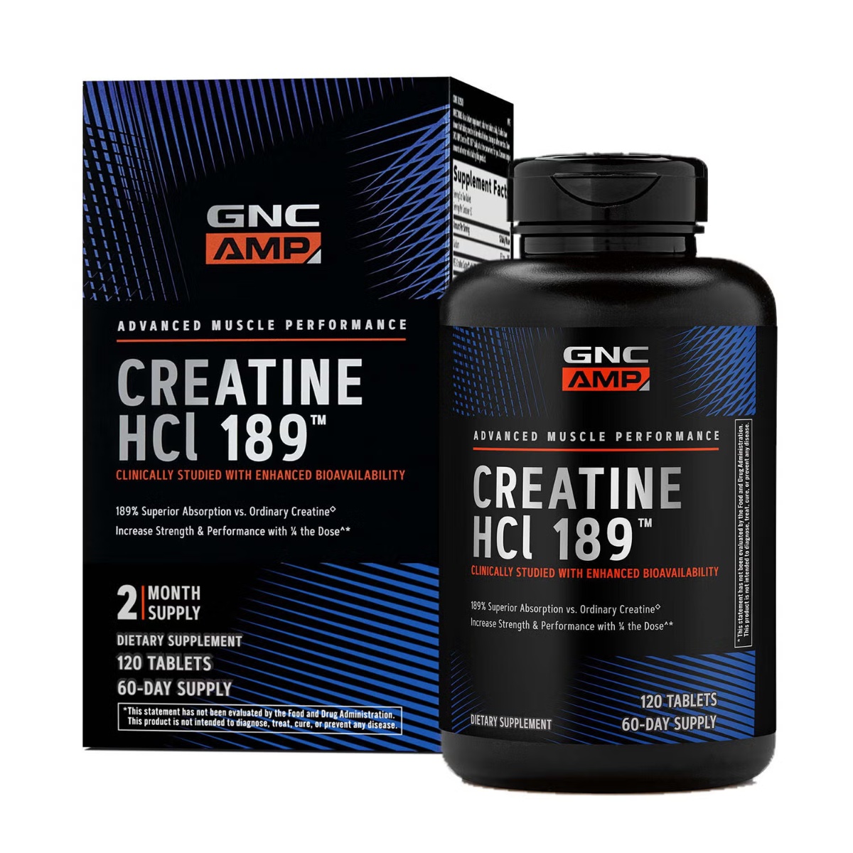 GNC AMP Creatine HCl 189 – Creatină HCl cu absorbție rapidă, 120 tablete