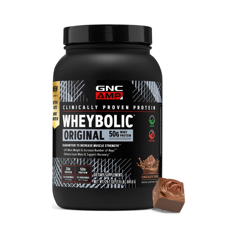 GNC AMP New Wheybolic – Proteină din zer, studiată clinic, aromă ciocolată, 841,6 g
