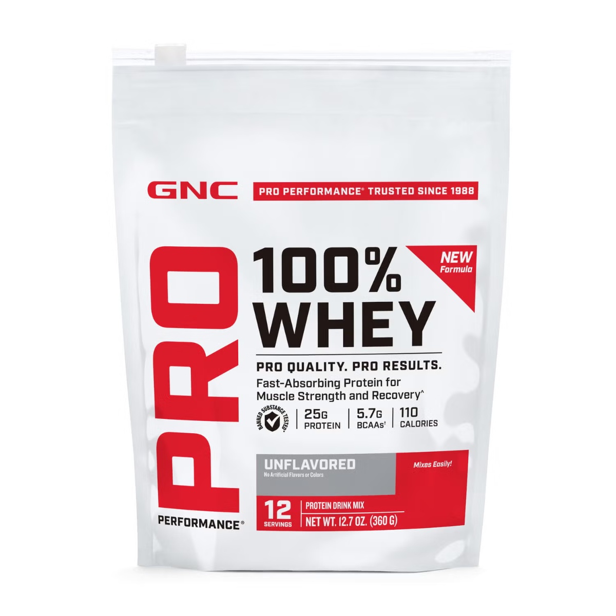 GNC Pro Performance 100% Whey – Proteină din zer fără aromă, 360 g