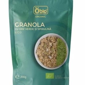Granola eco cu orz verde si spirulina, 200g, OBio