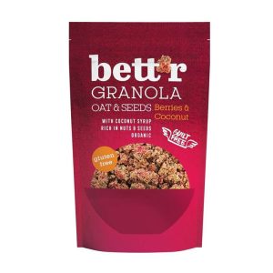 Granola fara gluten cu fructe de padure si cocos, 300g, Bettr