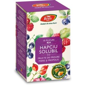 Hapciu solubil cu fructe de padure, miere si propolis R24, 10 plicuri, Fares