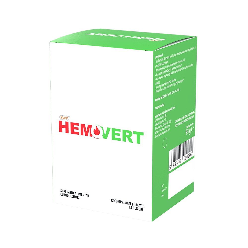 Hemovert 15 comprimate + 15 plicuri, Sun Wave Pharma