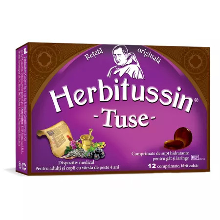 Herbitussin tuse, 12 comprimate supt
