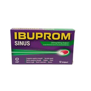 Ibuprom Sinus 200mg/30mg, 12 drajeuri, USP