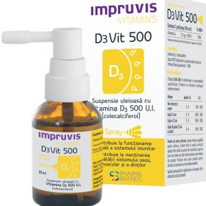 Impruvis D3Vit 500, Vitamina D3 500 U.I. cu SPRAY, 20 ml