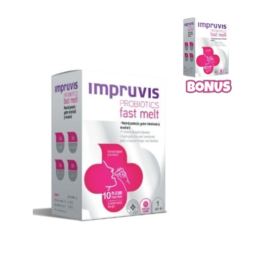Impruvis Probiotics Fast Melt 1g. aroma de zmeura si capsuni, 10 Plicuri