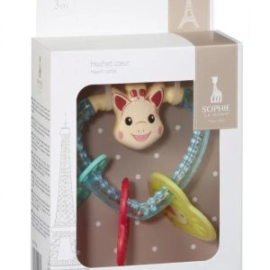 Inel de dentitie Sophie si zornaitoare inimioare, +3luni, 010166, Vulli