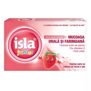 Isla junior cu aroma de capsuni, 20 tablete de supt, Salveo