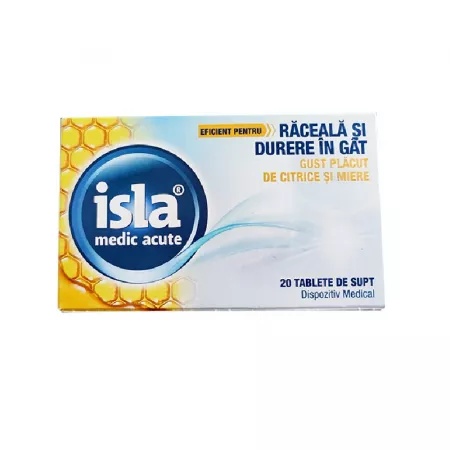 Isla Medic Acute cu gust de citrice si miere, 20 tablete de supt