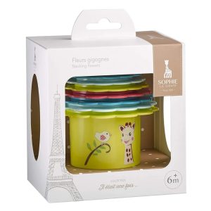 Joc de constructii Piramida de flori Girafa Sophie, +6 luni, 010256, Vulli