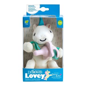 Jucarie Unicorn Lovey + Suzeta din silicon verde, 0-6l, AC136, Dr. Browns