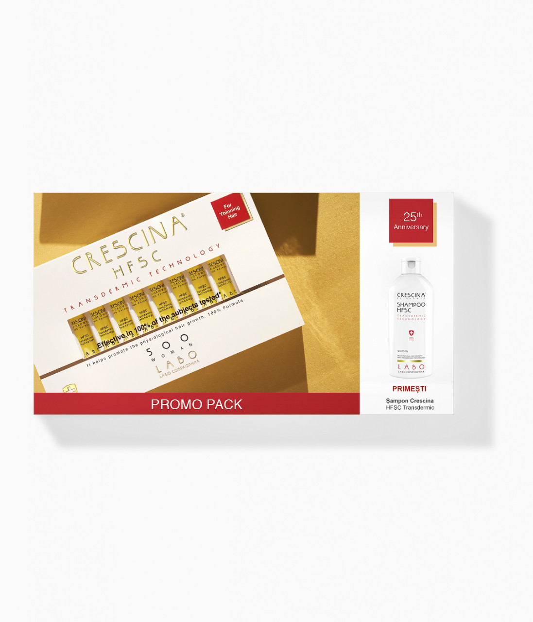 Labo CRESCINA Pachet Transdermic 500 WOMAN,20 fiole +Sampon 200ml