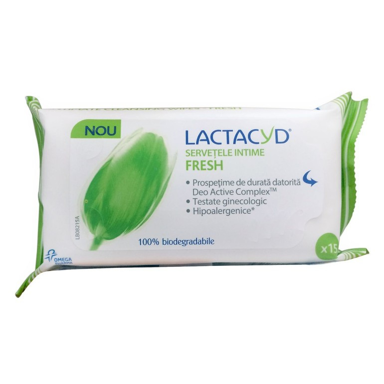 LACTACYD Servetele intime FRESH, 15buc