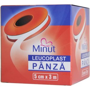 Leucoplast din panza 5cmx3m, 1 bucata, Minut