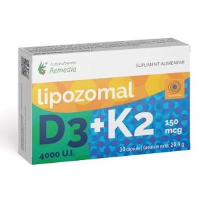 Lipozomal D3 4000 U.I. + K2 150 mcg, 30 capsule, Laboratoarele Remedia