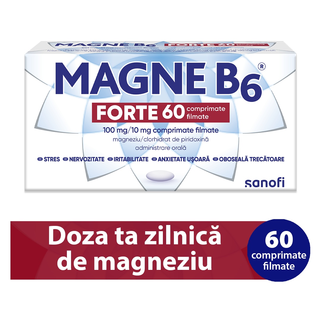Magne B6 Forte 100 mg/10 mg, 60 comprimate filmate, Opella Healthcare (Sanofi)