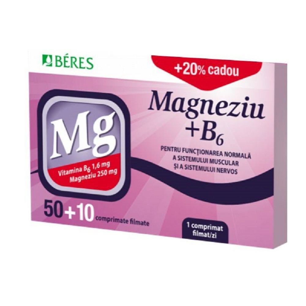 Magneziu + B6, 50+ 10 comprimate, Beres