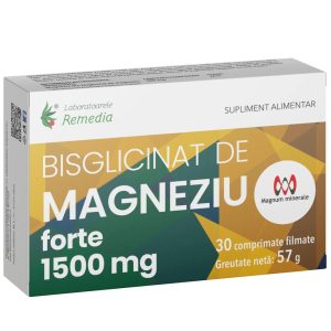 Magneziu Bisglicinat Forte 1500mg, 30 comprimate filmate, Remedia