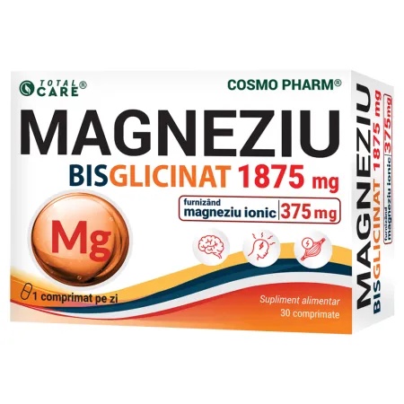 Magneziu Bisglycinat, 1875mg, 30 comprimate, Cosmopharm