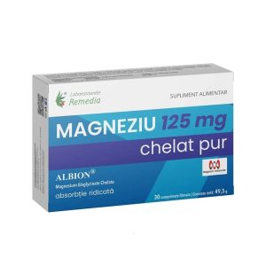 Magneziu Chelat Pur, 125mg, 30 comprimate filmate, Remedia