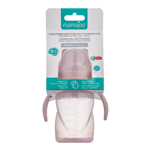 Cana de invatare anti-spargere/varsare cu maner Roz pudrat, 9m+, 270 ml, Mamajoo