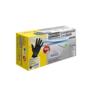 Manusi examinare nitril, nepudrate, negre, XL, 100 bucati, Minut