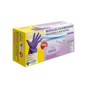 Manusi examinare nitril, nepudrate, violet, L, 100 bucati, Minut