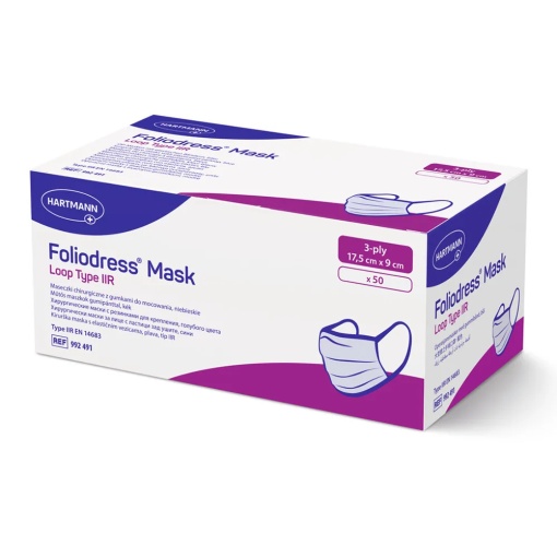 Masca chirurgicala Foliodress Loop x 50buc Type IIR(antistropire) (Hartmann)