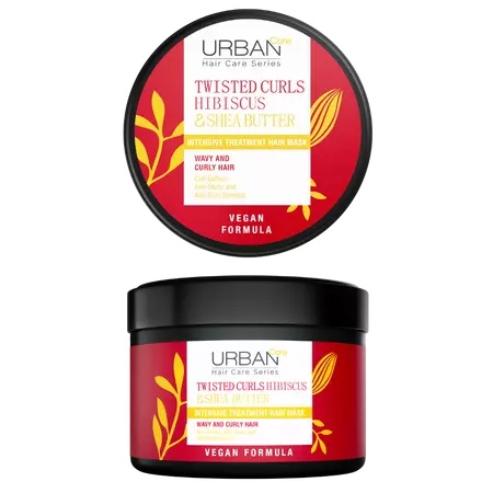Masca intensiva pentru par ondulat si cret cu Hibiscus si unt de Shea, 230ml, Urban Care
