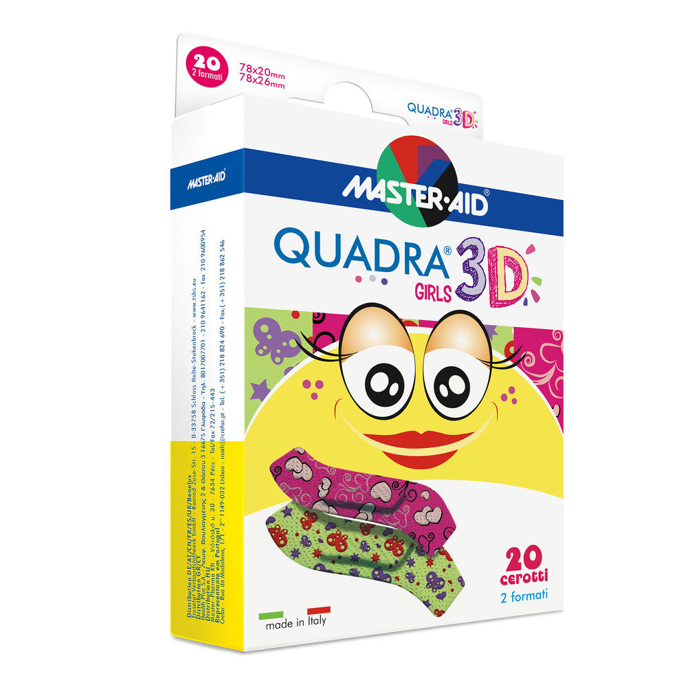 MASTER-AID Plasturi fetite Quadra 3D Girls x20 buc