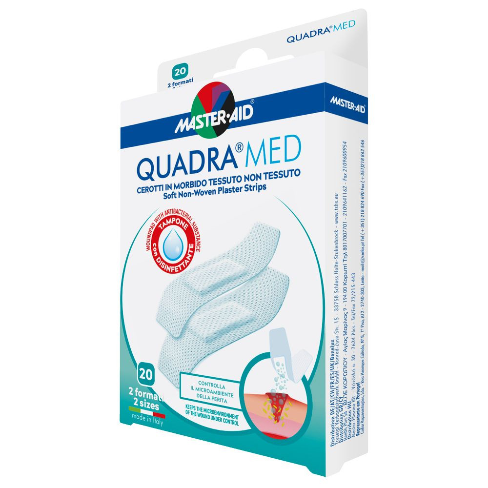 MASTER-AID Plasturi piele sensibila Quadra Med 2 marimi x20buc
