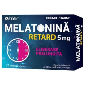 Melatonina retard, 5mg, 30 tablete cu eliberare prelungita, Cosmopharm