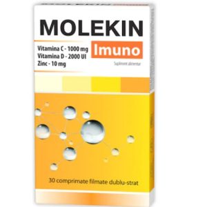 Molekin Imuno Vitamina C 1000mg + Vitamina D 2000UI + Zinc 10mg, 30 comprimate