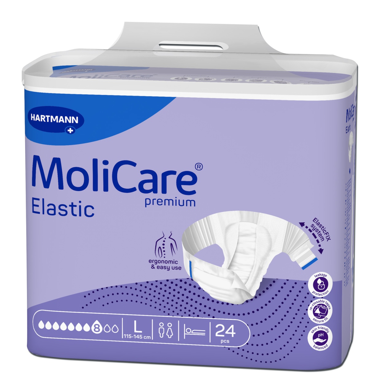 MoliCare Premium Elastic Scutece adulti L, 24 bucati – 8 picaturi, Hartmann