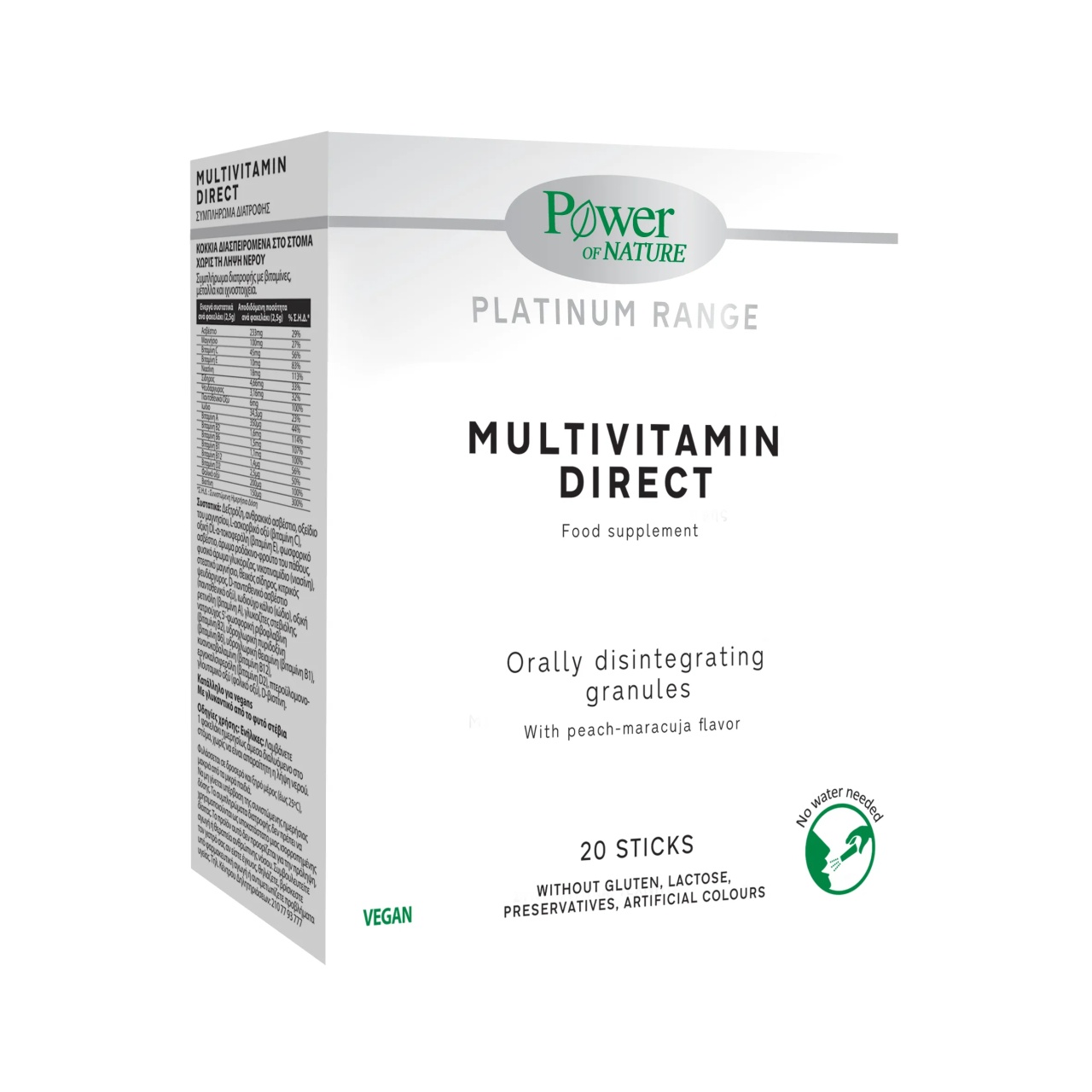 Multivitamin Direct Platinum, 20 plicuri cu granule orodispersabile, Power of Nature